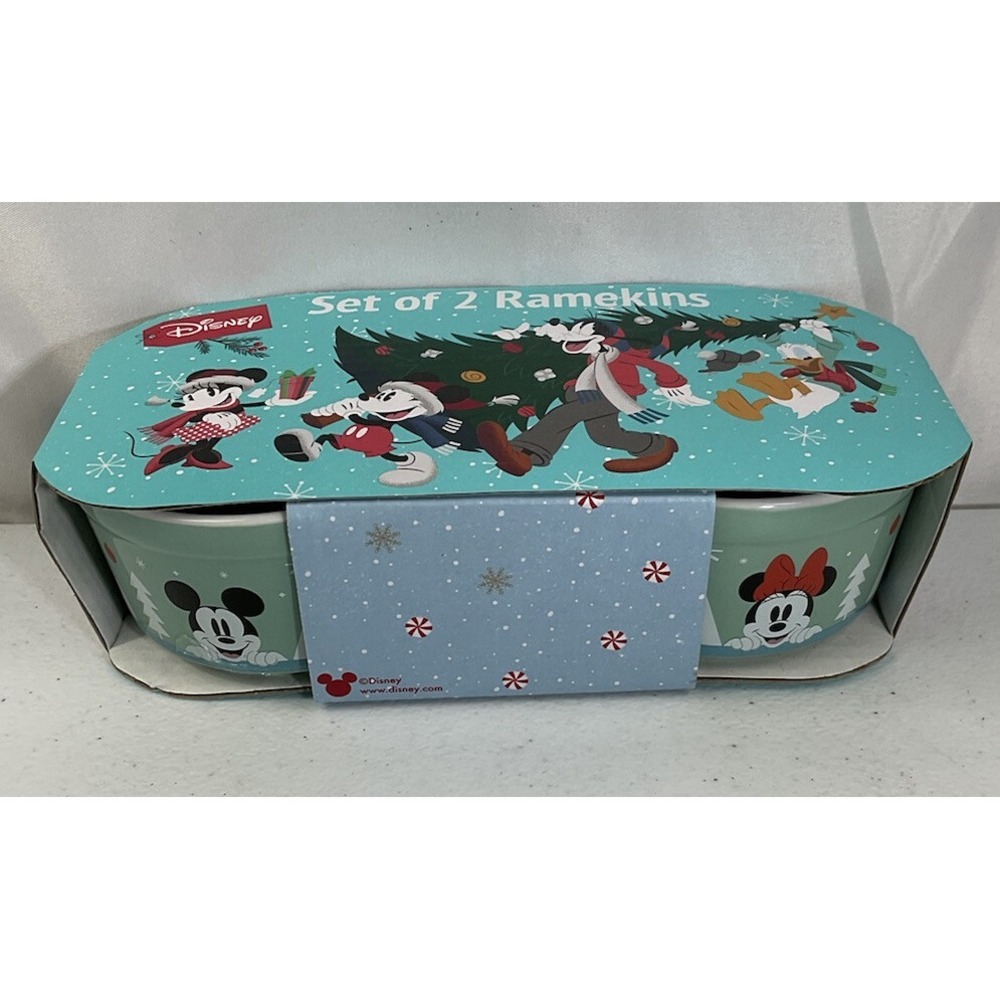 Disney Mickey & Minnie Christmas Ramekins - Set of 2 -Holiday Christmas Theme